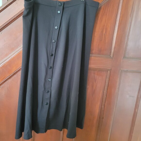 CJ Banks Womens Black Button-Front A-Line Skirt Size 2X - Picture 2 of 4